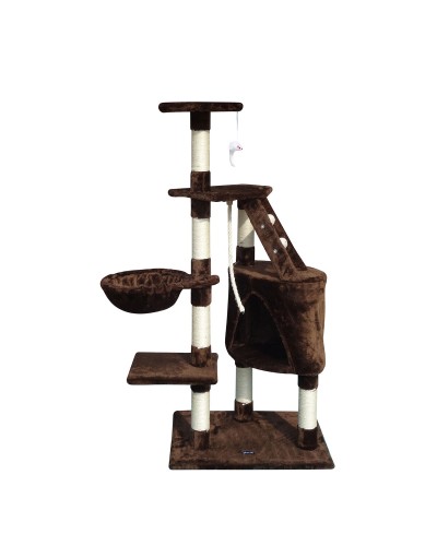 Gloria Cat Tree Scratching Post 120cm: Brown, Wood, Sisal - Durable

