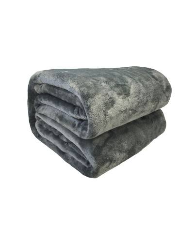 Manta polar Poyet Motte Gris oscuro | 240 x 220 cm | Suave y acogedora
