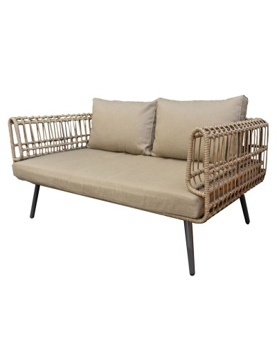 2-Sitzer Outdoor Sofa Ariki aus synthetischem Rattan Stahl 161x84x67 cm
