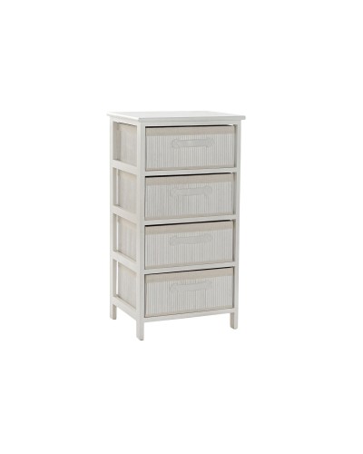 Commode DKD Home Decor Blanc Bambou : 4 Tiroirs Bois Paulownia 42x32x81cm
