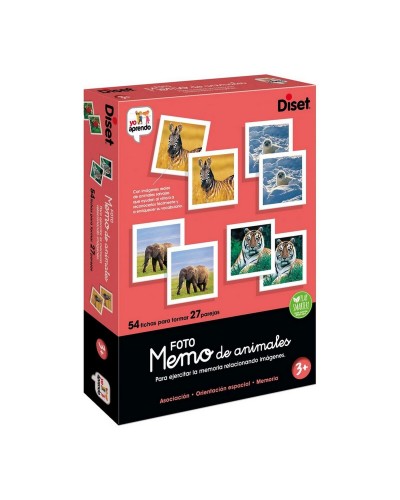 Diset Memo Photo Animales: Juego Educativo con 54 Fichas
