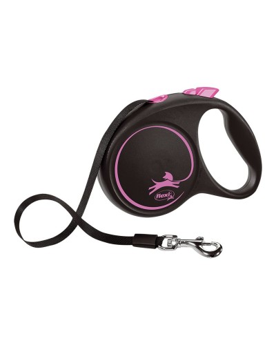 DoHundkoppel Flexi BLACK DESIGN 5 m Rosa Storlek M