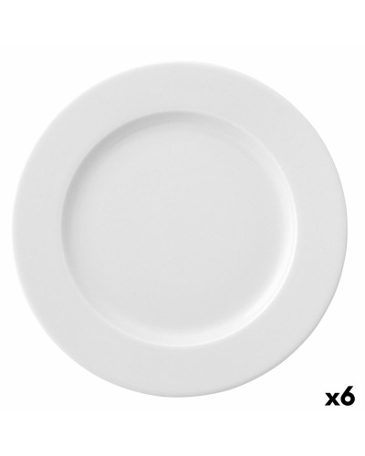 Flat Plate Ariane Prime White Ceramic Ø 29 cm (6 Units)