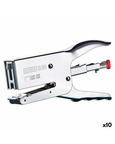 Novus B 39 Plier Stapler Silver - 10 Piece Set - Staples Up to 40 Sheets
