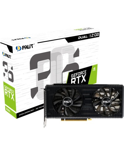 Palit Geforce Rtx 3060 Dual 12gb Gddr6 Scheda Grafica 3584 Core 1320 Mhz Gpu 1777 Mhz Boost Architettura Ampere 3 X Displayport