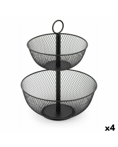 Confortime Doppelte Obstschale Metall Schwarz 31x41cm - 4er Set
