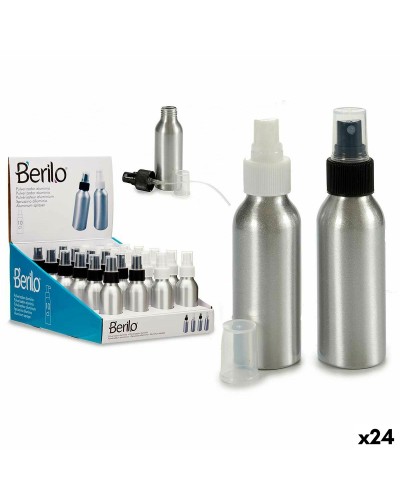Berilo Botella Spray 100ml - Set 24uds - Aluminio, Blanco, Negro, Plata
