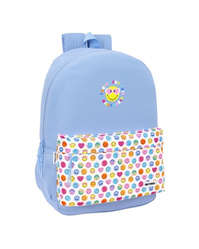 Sac à dos scolaire Smiley Joyful Bleu - Multicolore, 30x46x14 cm, Spacieux
