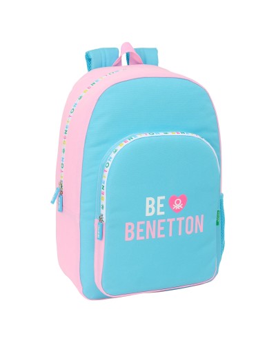 Koululaukku Benetton Unique Pinkki Turkoosi 30 x 46 x 14 cm