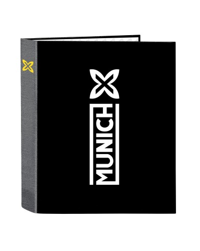 Carpeta de Anillas Munich Topo Negro A4 - 27x33x6 cm - Porta Documentos
