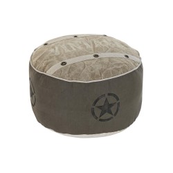 DKD Home Decor Beige Floor Cushion in Polyester Cotton Vintage Leather 50x50x34 cm
