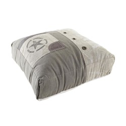 DKD Home Decor Beige Brown Vintage Cushion in Polyester Cotton and Leather with Star and Aluminum Insert (50 x 14 x 50 cm)
