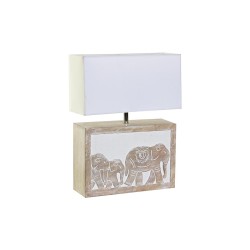Lampada da tavolo DKD Home Decor in legno di mango bianco e marrone, 50 W, 33 x 12 x 41 cm, illuminazione d'atmosfera