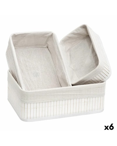 Set di Cesti Confortime Bianco Bambù (3 Pezzi) (6 Unità)