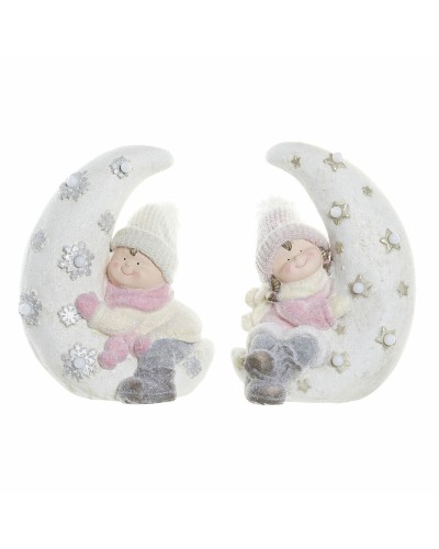 Statua Decorativa DKD Home Decor Bianco Rosa Luna 31 x 20 x 43 cm (2 Unità)