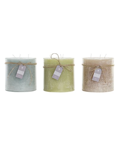 Vela DKD Home Decor Vainilla Cera Básico (12 x 12 x 12 cm) (3 Unidades)