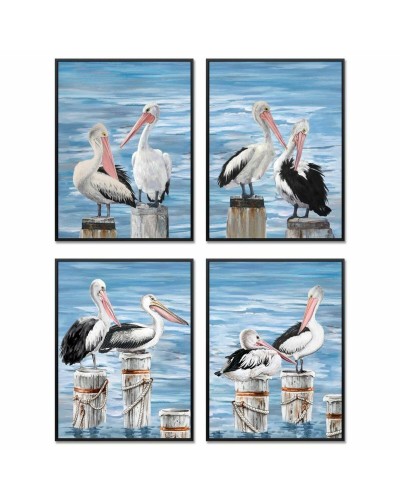 Cadre DKD Home Decor Oiseau méditerranéen (53 x 3,5 x 73 cm) (4 Unités)