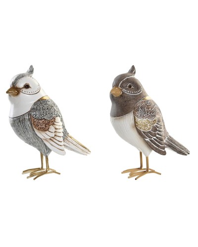 Decorative Figure DKD Home Decor Beige White Resin Bird Modern (12,5 x 7 x 16 cm) (2 Units)