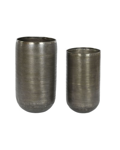 Set med planteringskärl Home ESPRIT Gyllene Silvrig Aluminium 34,5 x 36 x 63 cm