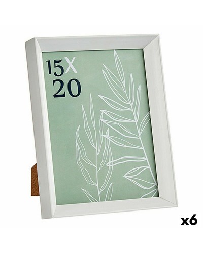 Photo frame GiftDecor WPC0235MG-3-WH White Glass Plastic (6 Units)
