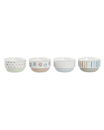 DKD Home Decor Bowl Stoneware 4pcs 460ml - 12x12x6.5cm - Kitchen Bowls Set
