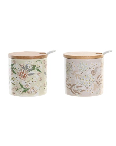 Suikerpot DKD Home Decor Bamboe Dolomite (7,5 x 7,5 x 7,5 cm)