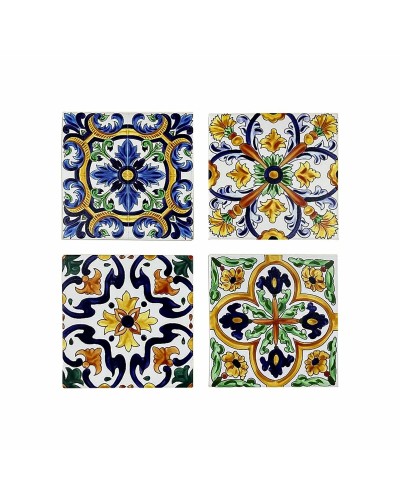 DKD Home Decor Sottobicchieri Piastrella - Set 4 Unità 10.8x10.8 cm
