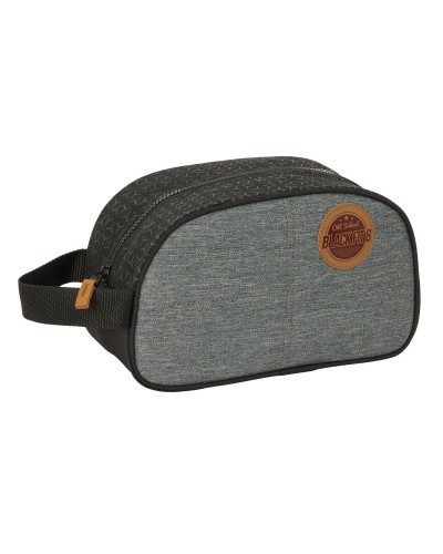 BlackFit8 Old School Travel Toiletry Bag: Black Grey, Recyclable 26x15x12 cm
