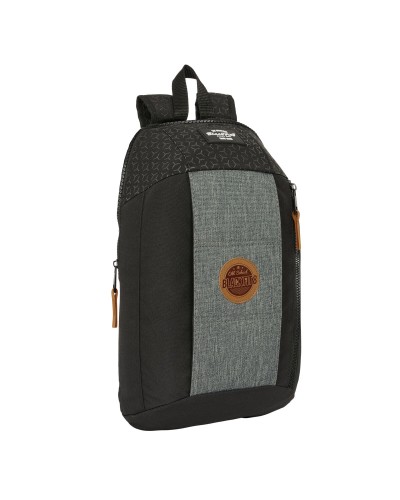 BlackFit8 Mochila Old School Negra Gris - Casual, 22x39x10 cm
