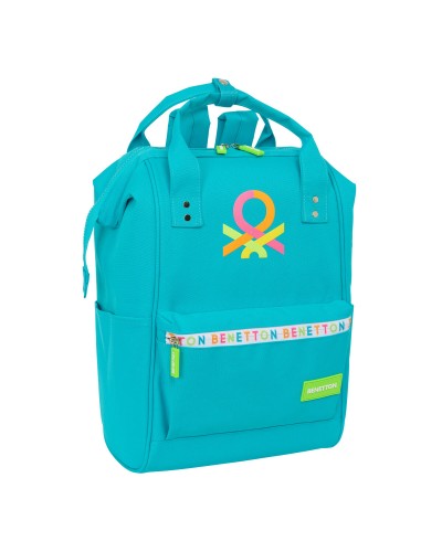 Benetton Mochila Casual Azul - Escuela, Viaje, Tiempo Libre
