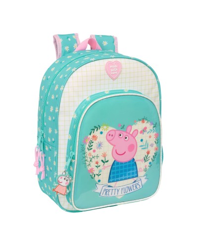 Peppa Pig Flowers School Backpack Yellow Mint - 26x34x11 cm - Girl

