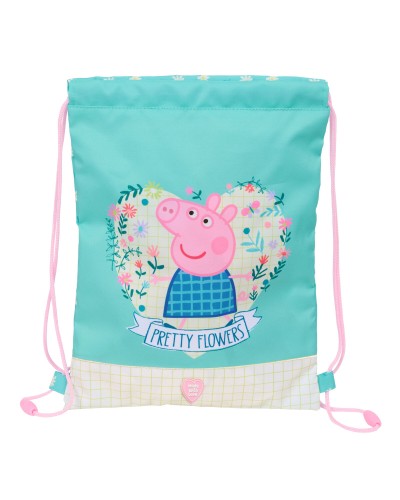 Peppa Pig Pretty Flowers Backpack: Yellow Mint, 26x34cm - Girl's Sports Bag
