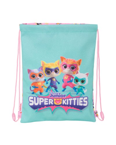 SuperKitties Mochila Cuerdas Rosa Turquesa 26x34cm - Escuela y Tiempo Libre
