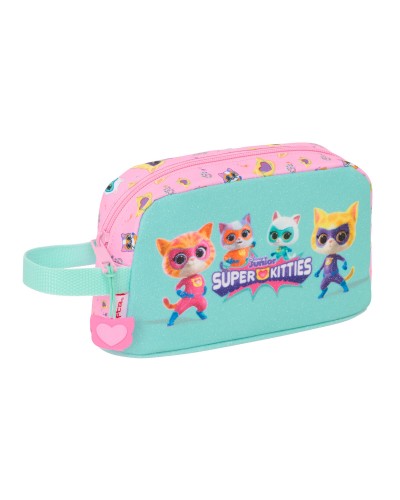 SuperKitties Neceser Rosa Turquesa - 21.5x12x6.5cm - Estuche de Belleza Viaje
