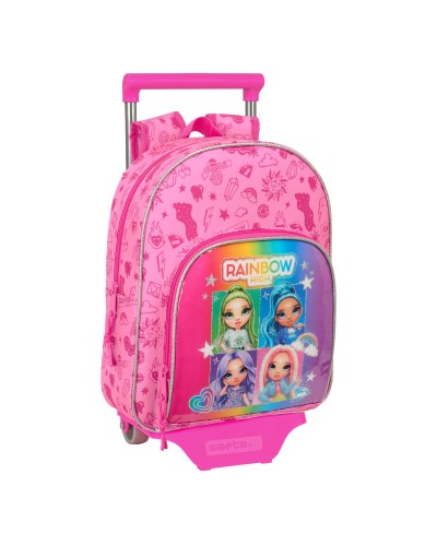 Trolley Scolaire Rainbow High Shine Multicolore 28x34x10 cm - Sac à Dos à Roulettes Fille

