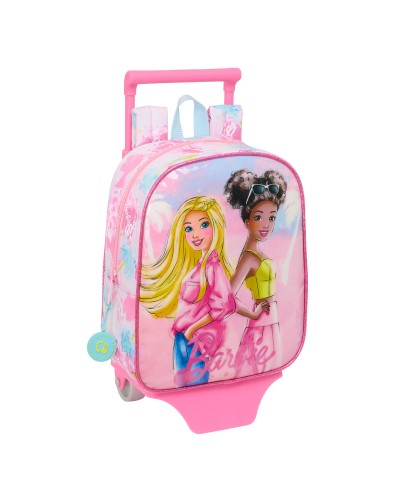 Reppu pyörillä Barbie Painterly Pinkki Taivaansininen 22 x 27 x 10 cm