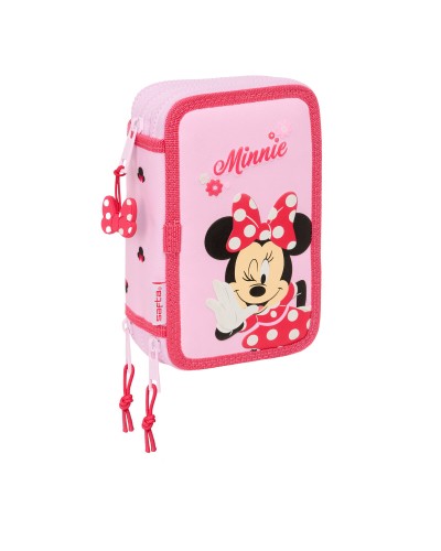 Trippel pennfodral Minnie Mouse Naive Rosa 12,5 x 19,5 x 5,5 cm 37 Delar