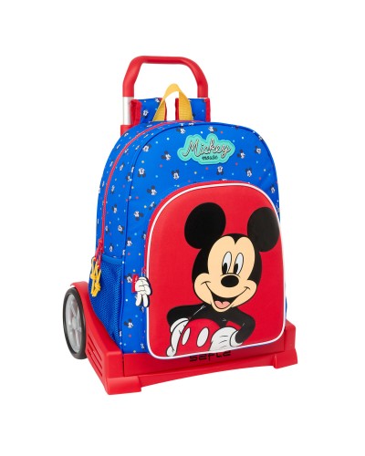 Trolley École Mickey Mouse Good Day Bleu - 33x42x14cm - Sac à Dos à Roulettes
