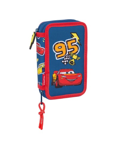 Doppeltes Federmäppchen Cars Racing Blau - 29 Teile - 19,5cm x 12,5cm - Schule

