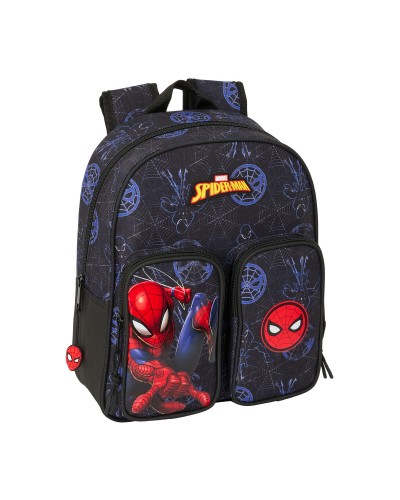 Mochila Escolar Spider-Man Attack Negra - 27x33x10 cm - Marvel Comics
