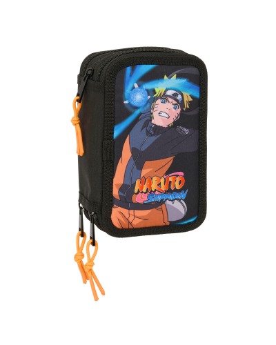 Kolmoiskynäkotelo Naruto Musta 12,5 x 19,5 x 5,5 cm 37 Kappaletta