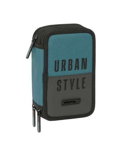 Trousse Triple Safta Urban Bleu Gris - 37 Pièces - Fournitures Scolaires
