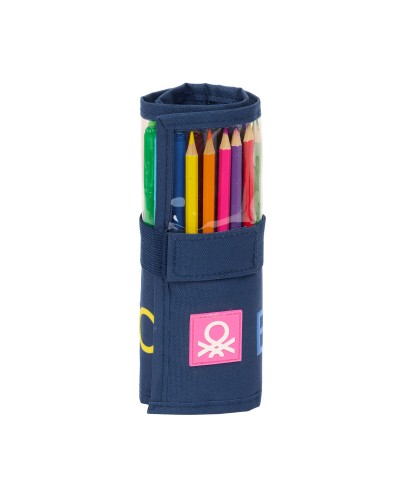 Benetton Damero: Kulturbeutel Marineblau 20cm - Reise-Kosmetikkoffer 27-teilig
