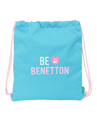 Benetton Turnbeutel Kordelzug Unique Rosa Türkis 35x40cm - Sportbeutel
