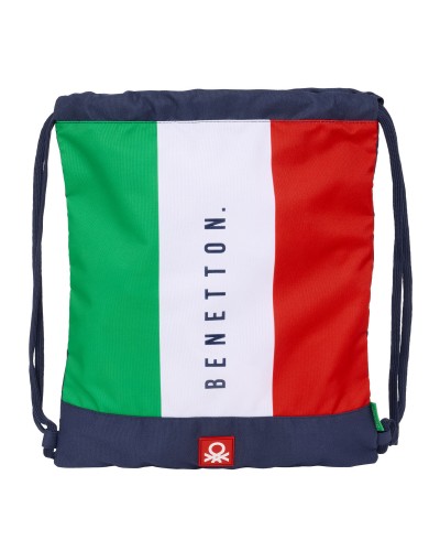 Benetton Drawstring Backpack Flag Navy Blue 35x40cm - Casual Sports Bag
