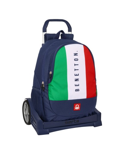 Benetton Flag Navy Blue School Trolley - 32x44x16cm - Wheeled Backpack
