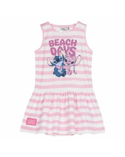 Girls Stitch Pink Dress - Disney Cotton Summer Dress
