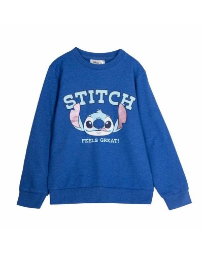 Felpa Bambino Stitch Blu Scuro - Disney, Cotone Felpato, Senza Cappuccio
