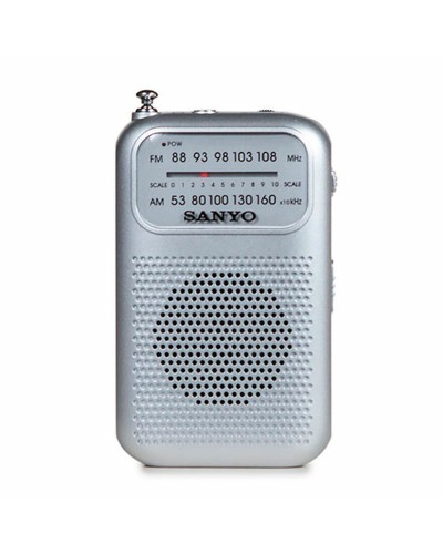 Sanyo Portable AM/FM Radio Silver - Compact and Easy to Handle
