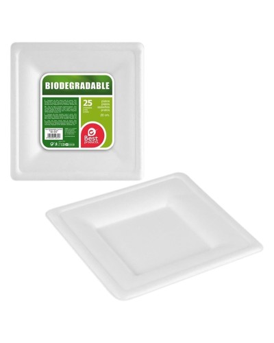 Best Products Zuckerrohr Teller Ø20cm Biologisch Abbaubar Einweg Geschirr Weiß - 25Stk.
